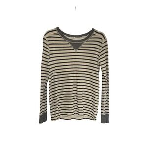 J.Crew Womens Gray Cream Striped Cotton French Terry Pullover Top Size S RN77388